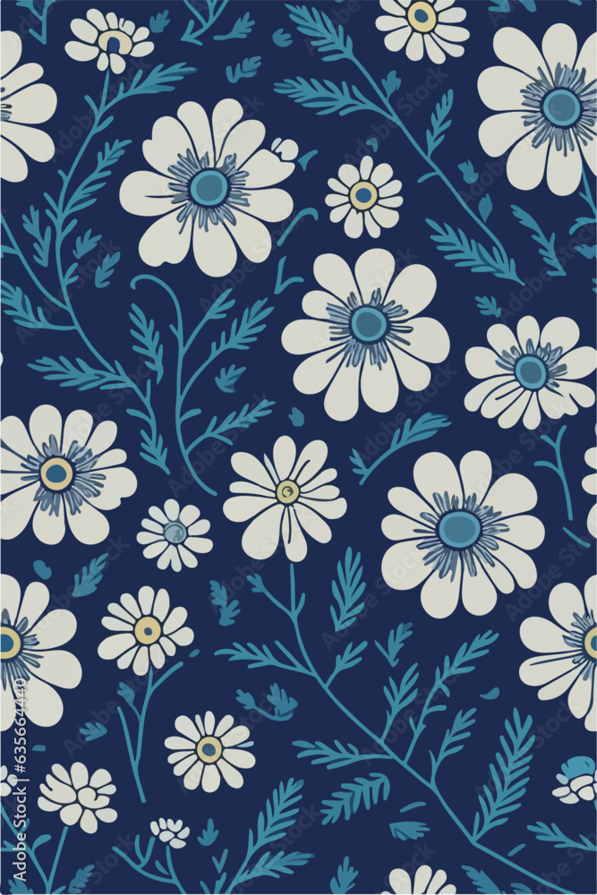 Blue Dreams: Chrysanthemums Flourish in Flower Background