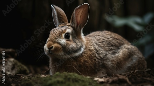 Tranquil Rabbit Rests Comfortably in its Cozy Enclosure, A Scene of Contentment © Irfanan