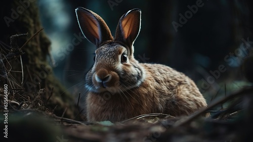 Tranquil Rabbit Rests Comfortably in its Cozy Enclosure, A Scene of Contentment