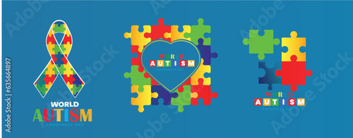 World Autism awareness day vector, Puzzles, autism awareness vector