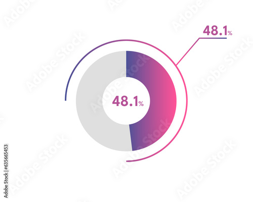 48.1 Percentage circle diagrams Infographics vector, circle diagram business illustration, Designing the 48.1% Segment in the Pie Chart. 