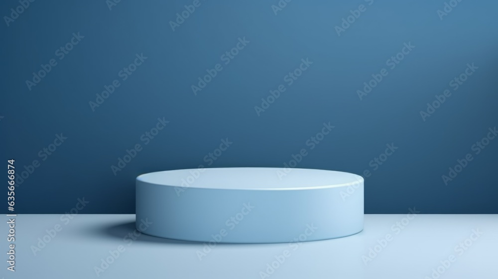 Blue Abstract Minimalistic Product Podium. The Scene for Product Presentation. 3D Room with Geometric Platform Stage Pedestal. Ai Generated Podium Mockup for a Product advertisement. Blue Abstract Minimalistic Product Podium. The Scene for Product Presentation. 3D Room with Geometric Platform Stage Pedestal. Ai Generated Podium Mockup for a Product advertisement.