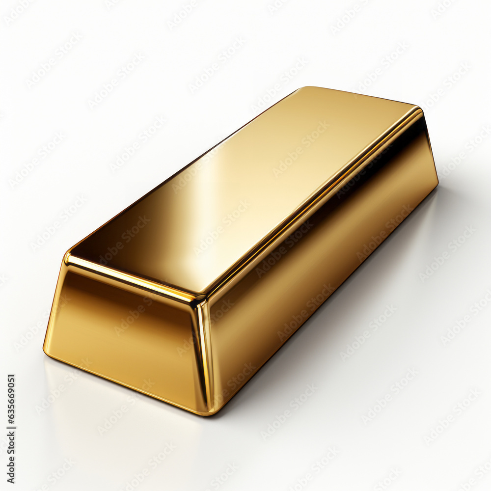 A gold bar on white background. Generative AI. A gold bar on white background. Generative AI.
