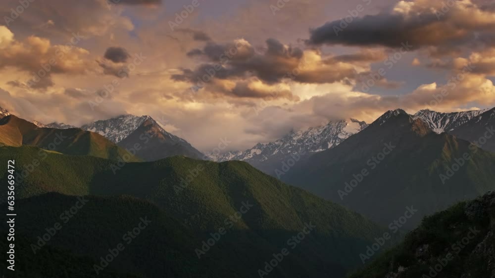 Beautiful sunset in the smoky mountains, Caucasus, Russia, timelapse 4k Beautiful sunset in the smoky mountains, Caucasus, Russia, timelapse 4k