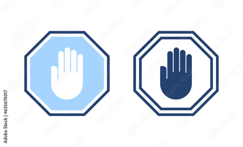 Stop icon vector. stop road sign. hand stop sign and symbol. Do not enter stop red sign with hand Stop icon vector. stop road sign. hand stop sign and symbol. Do not enter stop red sign with hand