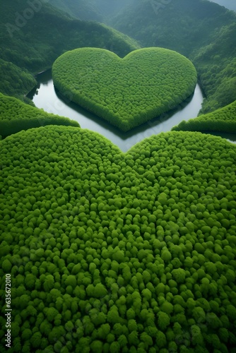 Nature's Love Embrace: Green Hills Forming a Heart Shape