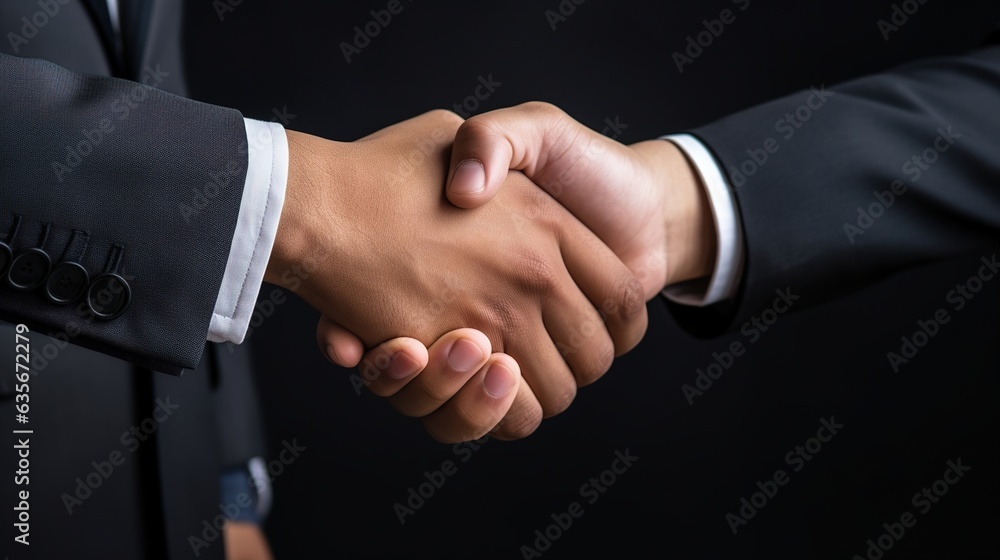 handshake between two professionals. generative ai handshake between two professionals. generative ai