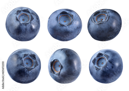 Set with fresh ripe blueberries isolated on white