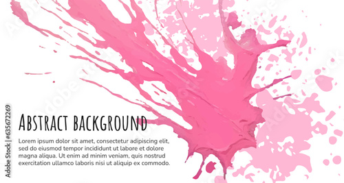 Pink ink brush stroke background. Vector banner.