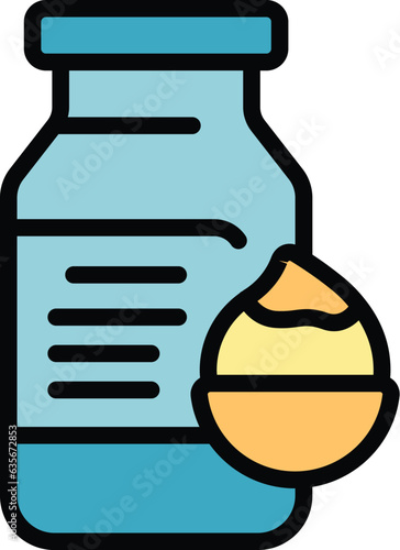 Almond milk icon outline vector. Vegetable soy. Drink food color flat