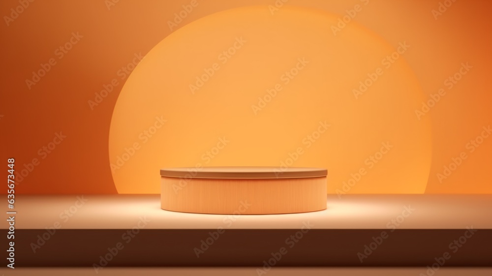 Focused Lighting Abstract Minimalistic Product Podium. The Scene for Product Presentation. 3D Room with Geometric Platform Stage Pedestal. Ai Generated Podium Mockup for a Product advertisement.