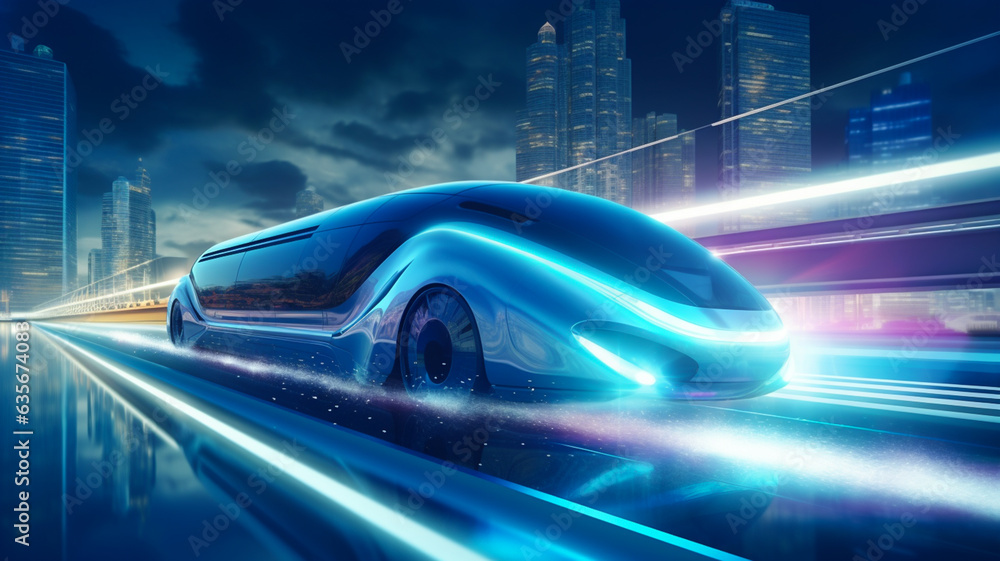 Futuristic autonomous vehicle hyperloop high speed train