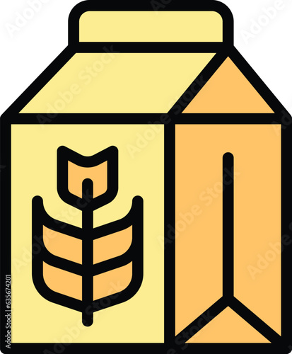 Vegetable milk pack icon outline vector. Vegan drink. Soya food color flat