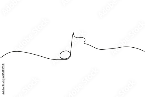 Whole note single one continuous line. Minimalism sign and symbol of music. Vector illustration. EPS 10.