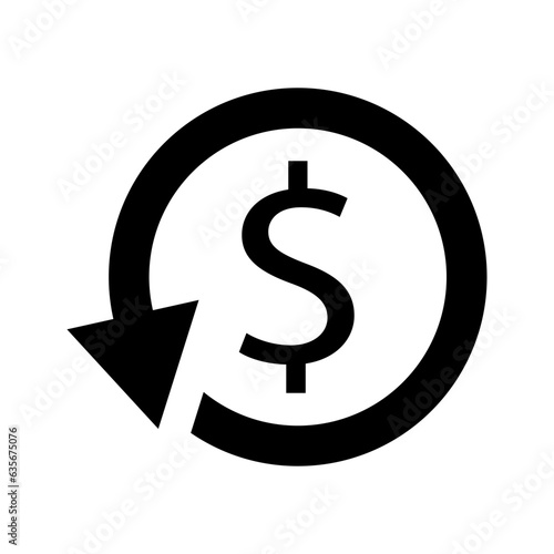 Dollar symbol in circular arrow. Chargeback, refunds icon. Money return icon. Cashback, exchange icon. Vector illustration.
