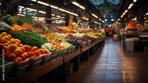 Delicious outdoor fresh fruit and vegetable food market  generative ai