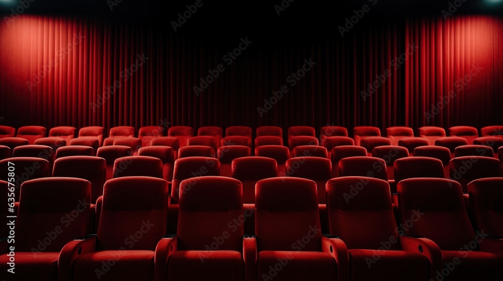 Fototapeta premium cinema auditorium with red chairs