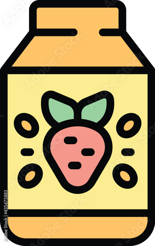 Bio vegetable milk icon outline vector. Vegan plant. Food fresh color flat