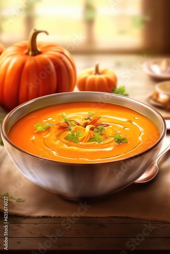 Pumpkin-potato soup .image for a cooking recipe. 