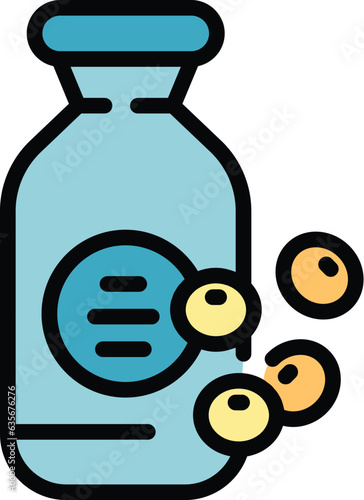 Milk bottle icon outline vector. Vegetable plant. Drink food color flat