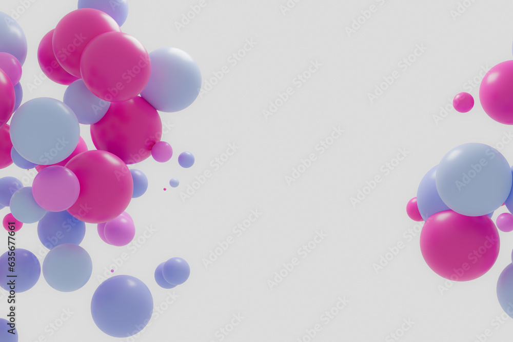 abstract pasteltone colorful sphere 3d banner background, 3d rendering