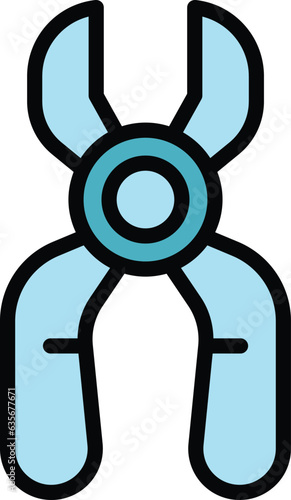 E cig scissors icon outline vector. Vape cigarette. Smoke pen color flat