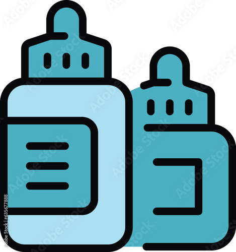 E cig bottle pack icon outline vector. Vape cigarette. Smoke liquid color flat
