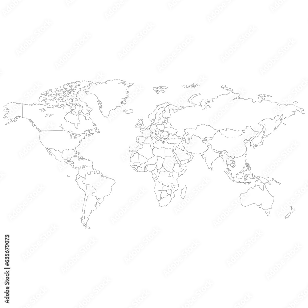 One Line Art World Map Illustration