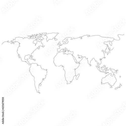 One Line Art World Map Illustration