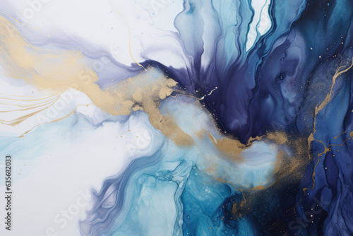 Purple Gold Liquid Tirquoise Texture. A Blend of Purple, Gold, Blue and Turquoise, Fluid Ink Splashes and Waves, Abstract Watercolor Design for Modern Projects. Generative AI.