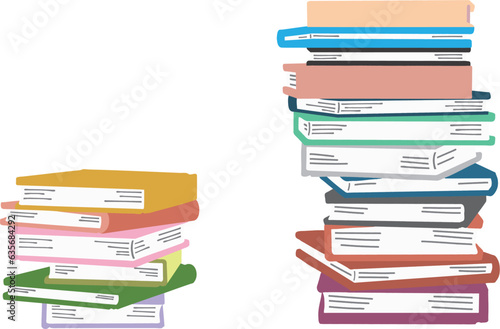 積み重なったかわいい本のイラスト　積読　積ん読　主線なし