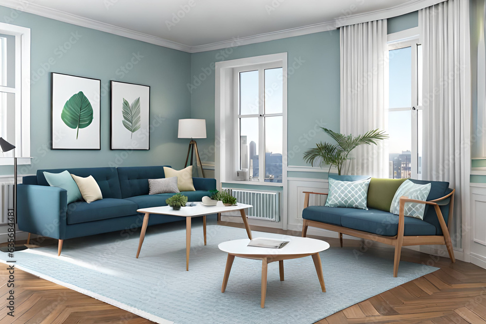 Fototapeta premium abstract interior of a rural house room with beautiful window view