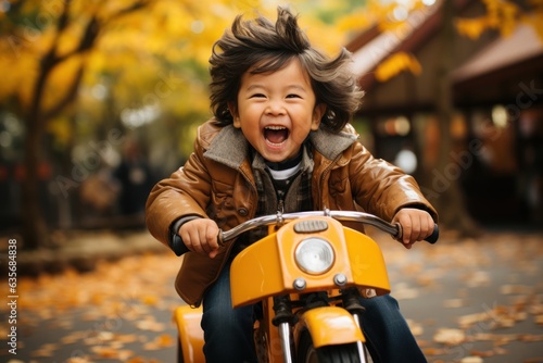 child riding a scooter © nadunprabodana