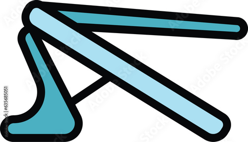 Good laptop stand icon outline vector. Computer adjustable. Work posture color flat