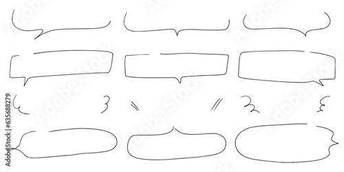 ペンの手描き吹き出しセット_黒