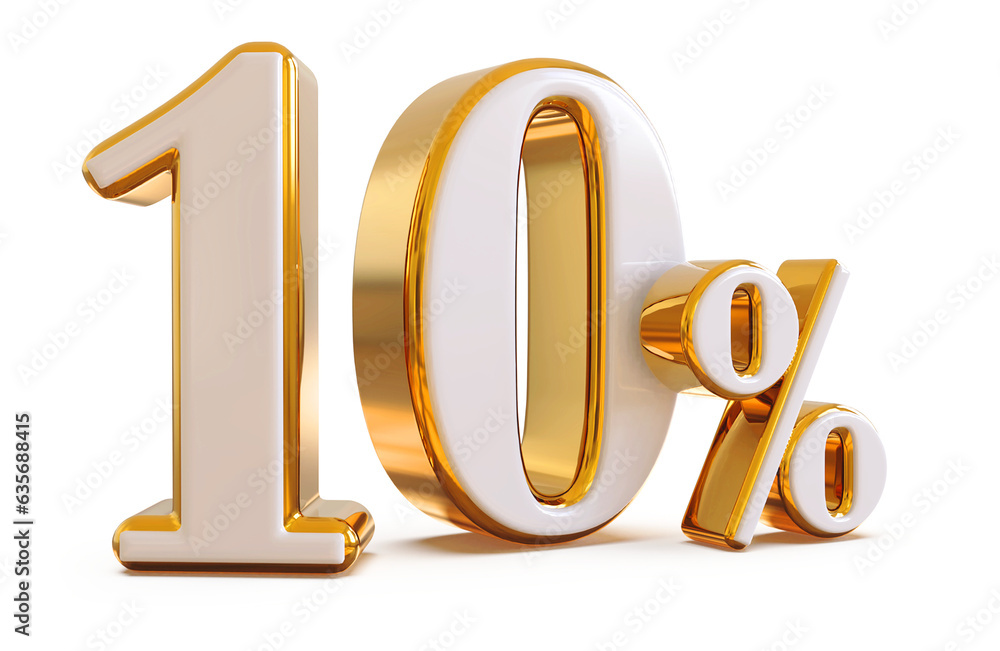 10 percent off gold 3d number render 10 percent off gold 3d number render