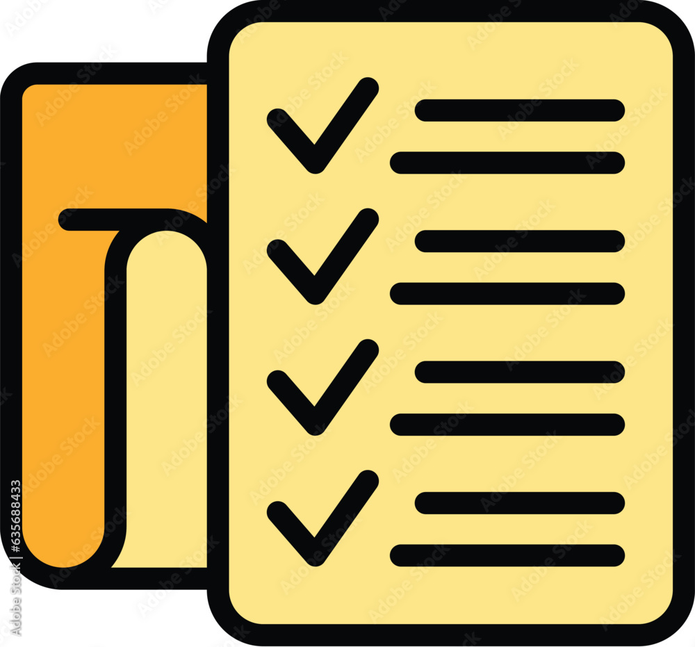 Paper task icon outline vector. Work time. Business team color flat Paper task icon outline vector. Work time. Business team color flat
