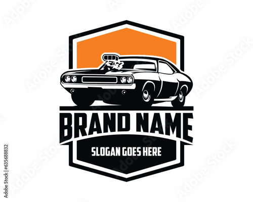 dodge super bee 1969. silhouette vector illustration. isolated white background view from side. Best for logo, badge, emblem, icon, sticker design, shirt design. available in eps 10