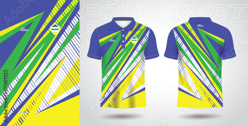 blue green yellow polo sport shirt sublimation jersey template