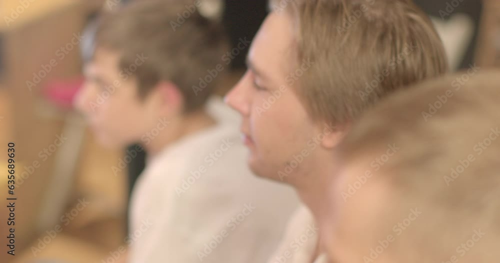 Stimulation of thinking lecturer stimulate thinking of the listeners by asking questions that provoke reflection and analysis. Faces of people listening to a lecture, internal discussion. Stimulation of thinking lecturer stimulate thinking of the listeners by asking questions that provoke reflection and analysis. Faces of people listening to a lecture, internal discussion.