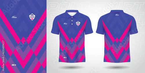 blue purple pink polo sport shirt sublimation jersey template	