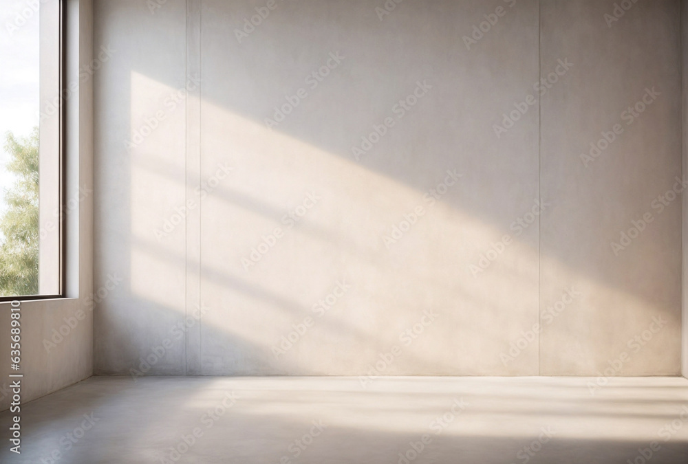 Fototapeta premium A large empty room with a window and a wall