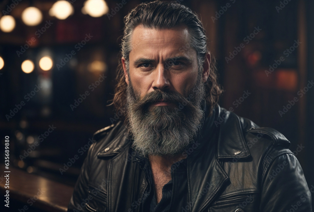 caucasian male biker with beard caucasian male biker with beard