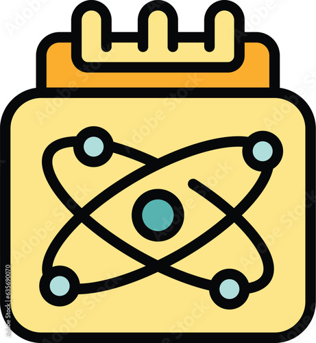 Atomic calendar icon outline vector. People team. Company task color flat