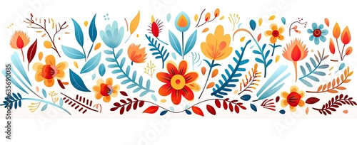 flowers and foliage colorful pattern spring summer background  Generative AI