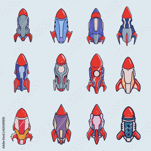 set of rocket vector icon photo