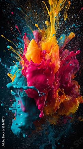Abstract paint colorful colors splash, beautiful liquid texture background. Generative AI © RainMelon