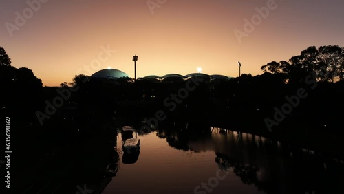 4k Drone sunset Adelaide oval Australia photo