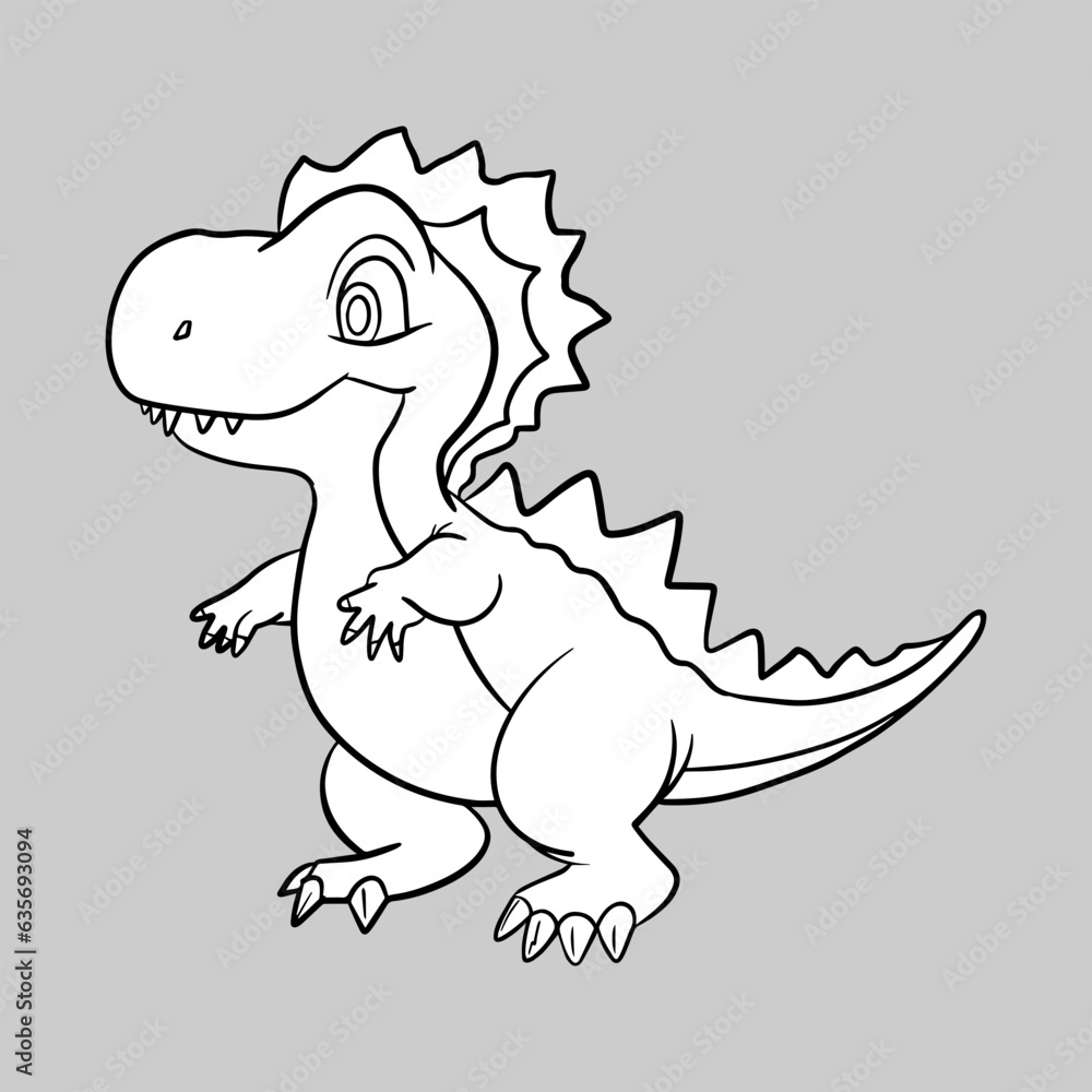 Fototapeta premium dinosaur educational coloring book for children and elementary school, vector illustration.