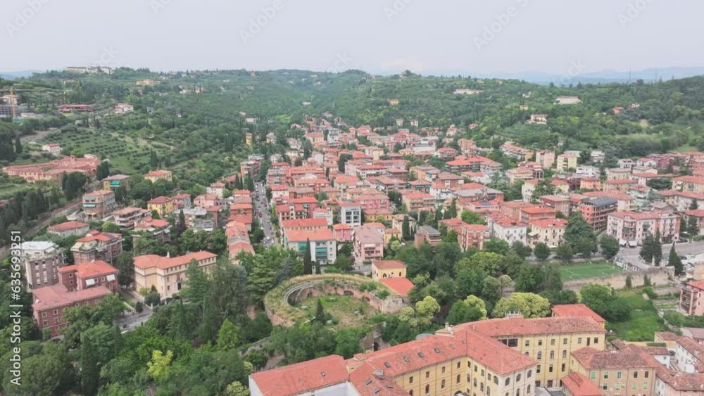 Verona Veneto medieval old town Italy aerial 
 